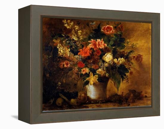 Flowers and Fruits, C.1843 (Painting)-Ferdinand Victor Eugene Delacroix-Framed Premier Image Canvas