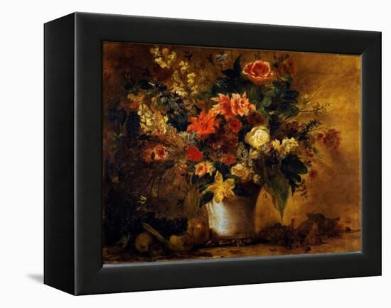 Flowers and Fruits, C.1843 (Painting)-Ferdinand Victor Eugene Delacroix-Framed Premier Image Canvas