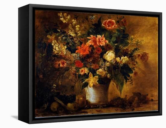 Flowers and Fruits, C.1843 (Painting)-Ferdinand Victor Eugene Delacroix-Framed Premier Image Canvas