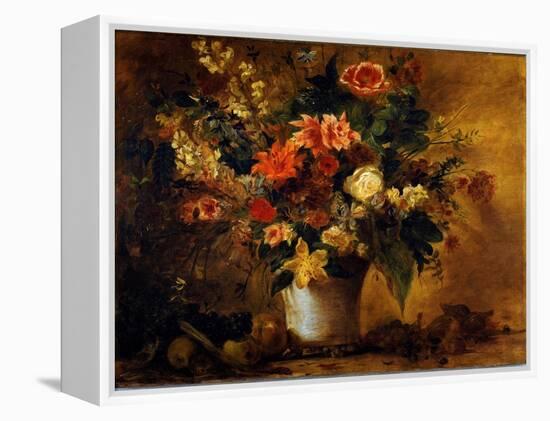 Flowers and Fruits, C.1843 (Painting)-Ferdinand Victor Eugene Delacroix-Framed Premier Image Canvas