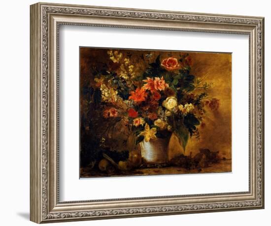 Flowers and Fruits, C.1843 (Painting)-Ferdinand Victor Eugene Delacroix-Framed Giclee Print