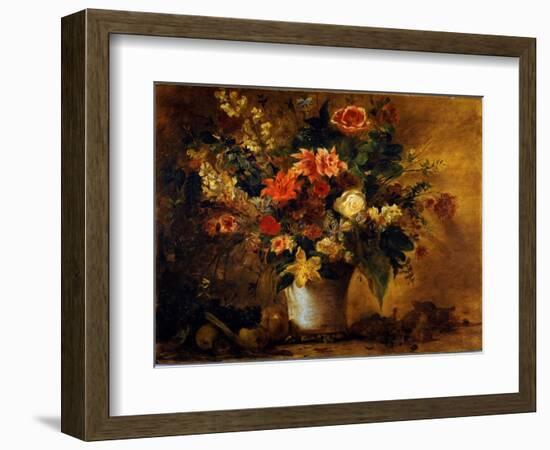 Flowers and Fruits, C.1843 (Painting)-Ferdinand Victor Eugene Delacroix-Framed Giclee Print