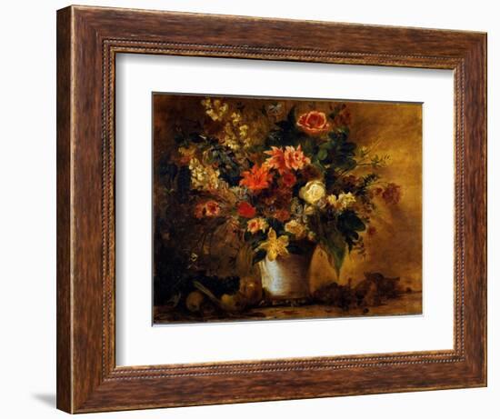 Flowers and Fruits, C.1843 (Painting)-Ferdinand Victor Eugene Delacroix-Framed Giclee Print