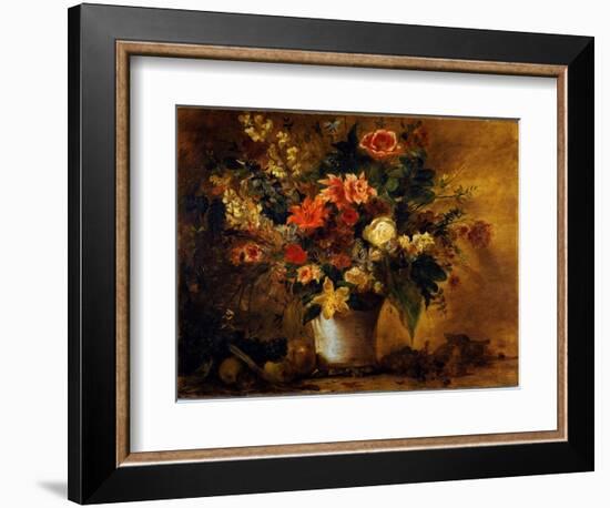 Flowers and Fruits, C.1843 (Painting)-Ferdinand Victor Eugene Delacroix-Framed Giclee Print