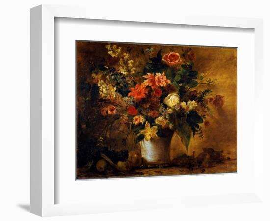 Flowers and Fruits, C.1843 (Painting)-Ferdinand Victor Eugene Delacroix-Framed Giclee Print