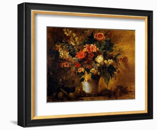 Flowers and Fruits, C.1843 (Painting)-Ferdinand Victor Eugene Delacroix-Framed Giclee Print