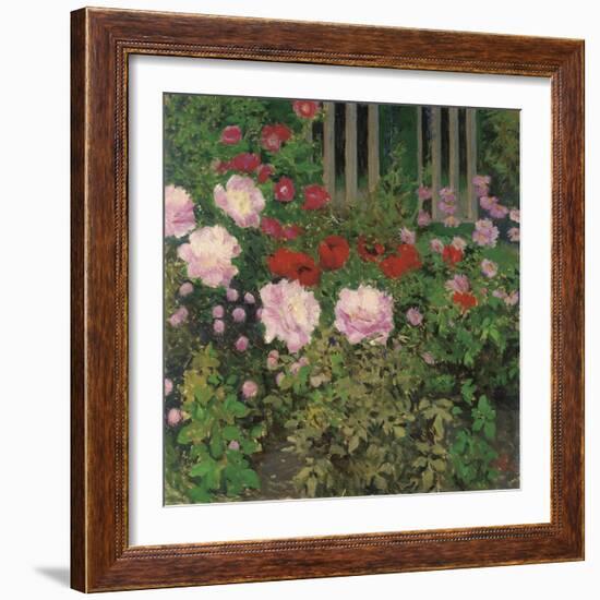 Flowers and Garden Fence; Bluhende Blumen Am Gartenzaun-Kolo Moser-Framed Giclee Print