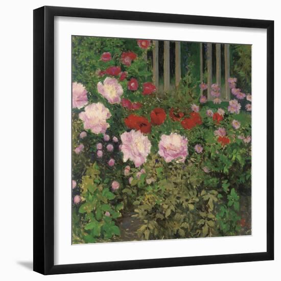 Flowers and Garden Fence; Bluhende Blumen Am Gartenzaun-Kolo Moser-Framed Giclee Print