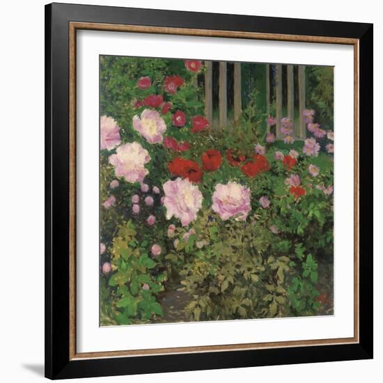 Flowers and Garden Fence; Bluhende Blumen Am Gartenzaun-Kolo Moser-Framed Giclee Print