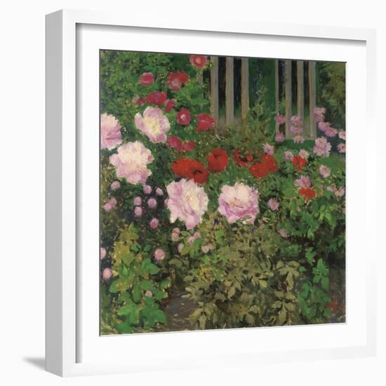 Flowers and Garden Fence; Bluhende Blumen Am Gartenzaun-Kolo Moser-Framed Giclee Print