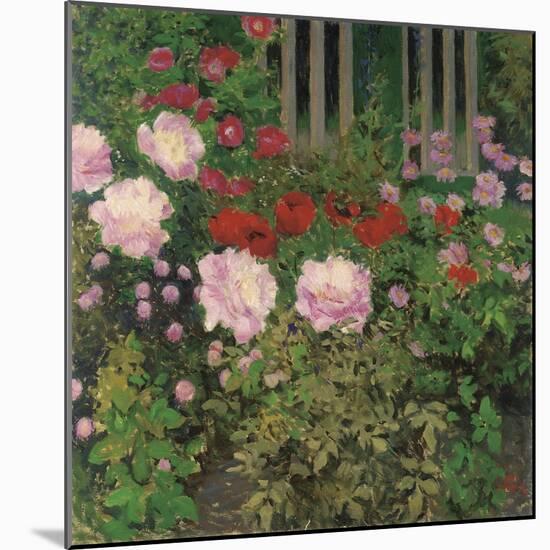 Flowers and Garden Fence; Bluhende Blumen Am Gartenzaun-Kolo Moser-Mounted Giclee Print