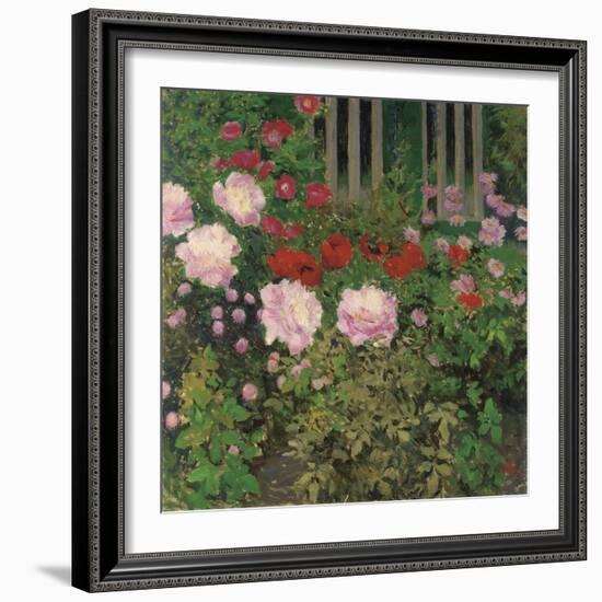 Flowers and Garden Fence; Bluhende Blumen Am Gartenzaun-Kolo Moser-Framed Giclee Print