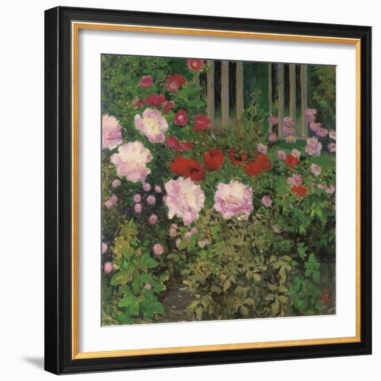Flowers and Garden Fence; Bluhende Blumen Am Gartenzaun-Kolo Moser-Framed Giclee Print
