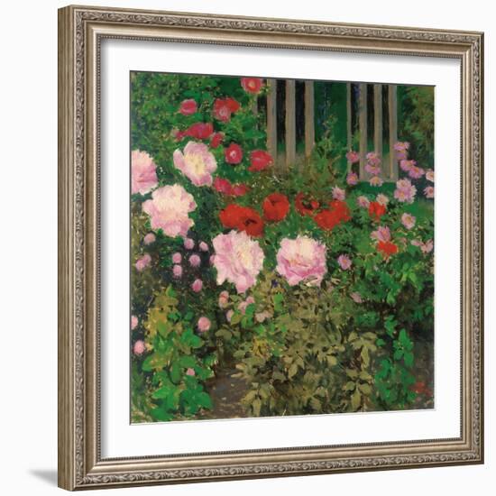 Flowers and Garden Fence-Koloman Moser-Framed Giclee Print