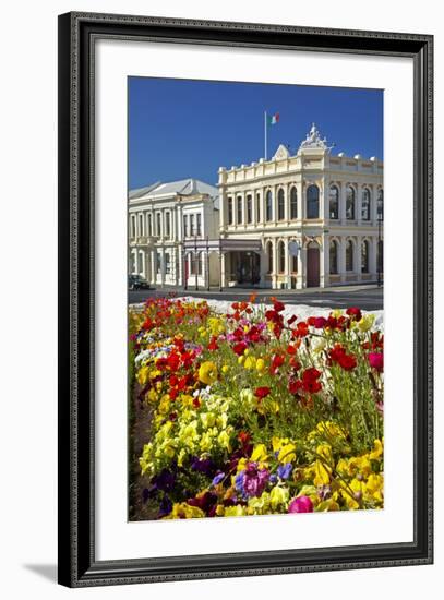 Flowers and Historic Buildings, Oamaru, North Otago, South Island, New Zealand-David Wall-Framed Photographic Print