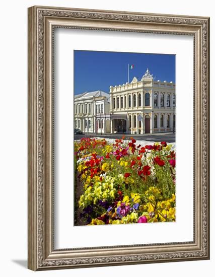 Flowers and Historic Buildings, Oamaru, North Otago, South Island, New Zealand-David Wall-Framed Photographic Print