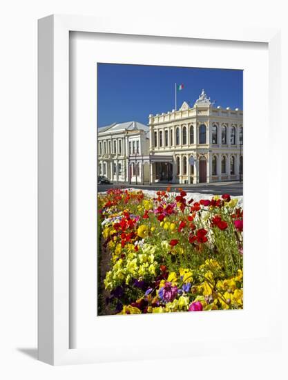Flowers and Historic Buildings, Oamaru, North Otago, South Island, New Zealand-David Wall-Framed Photographic Print