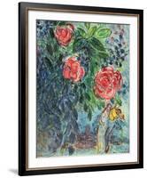 Flowers and Lovers-Marc Chagall-Framed Art Print