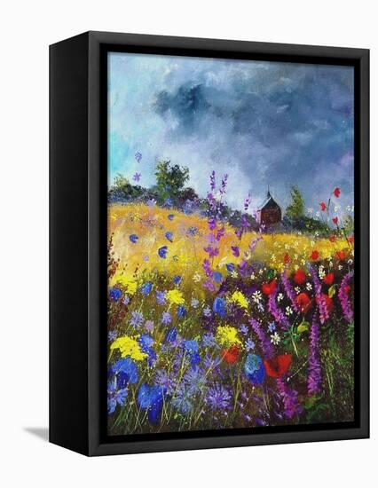 Flowers and old chapel-Pol Ledent-Framed Stretched Canvas