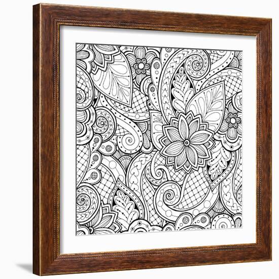 Flowers and Paisley-Julia Snegireva-Framed Art Print