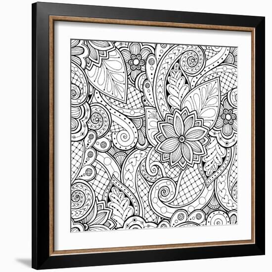 Flowers and Paisley-Julia Snegireva-Framed Art Print