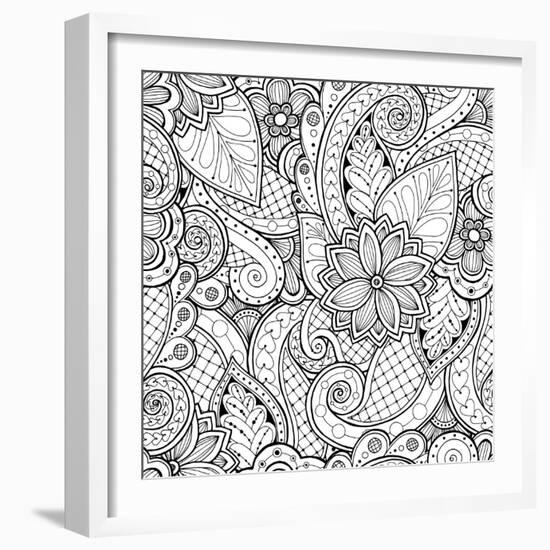 Flowers and Paisley-Julia Snegireva-Framed Art Print