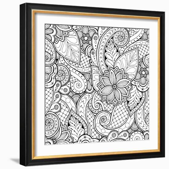 Flowers and Paisley-Julia Snegireva-Framed Art Print