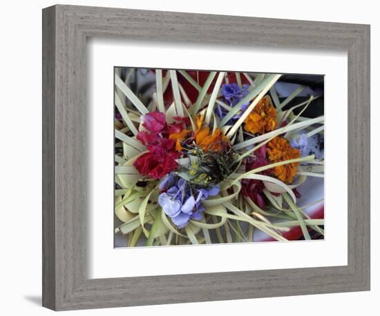 Flowers and Palm Ornaments, Offerings for Hindu Gods at Temple Ceremonies, Bali, Indonesia-Merrill Images-Framed Photographic Print