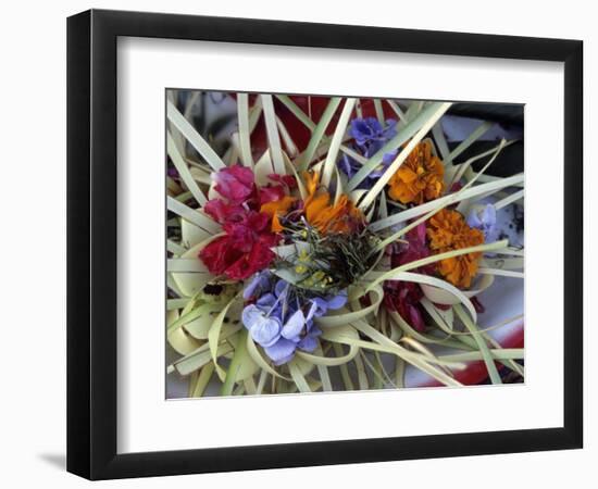 Flowers and Palm Ornaments, Offerings for Hindu Gods at Temple Ceremonies, Bali, Indonesia-Merrill Images-Framed Photographic Print