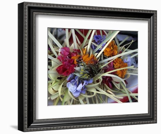 Flowers and Palm Ornaments, Offerings for Hindu Gods at Temple Ceremonies, Bali, Indonesia-Merrill Images-Framed Photographic Print