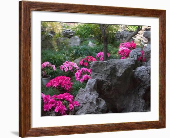 Flowers and Rocks in Traditional Chinese Garden, China-Keren Su-Framed Photographic Print