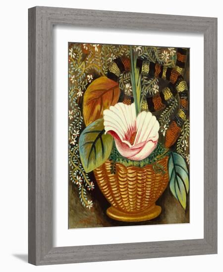 Flowers and Serpent, 1950 (Oil on Canvas)-Nina Hamnett-Framed Giclee Print