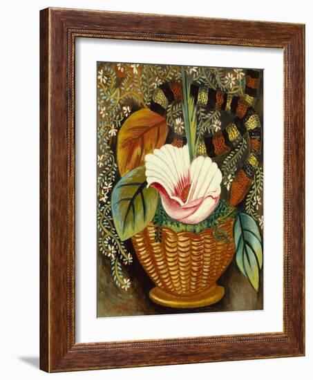 Flowers and Serpent, 1950 (Oil on Canvas)-Nina Hamnett-Framed Giclee Print