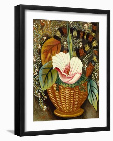 Flowers and Serpent, 1950 (Oil on Canvas)-Nina Hamnett-Framed Giclee Print