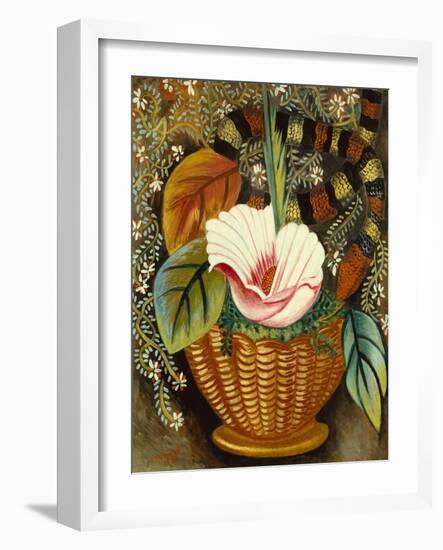 Flowers and Serpent, 1950 (Oil on Canvas)-Nina Hamnett-Framed Giclee Print