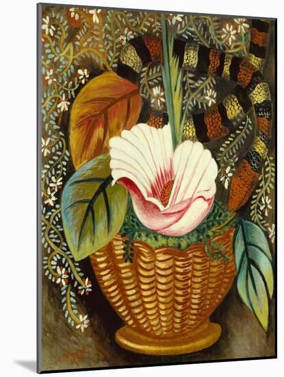 Flowers and Serpent, 1950 (Oil on Canvas)-Nina Hamnett-Mounted Giclee Print