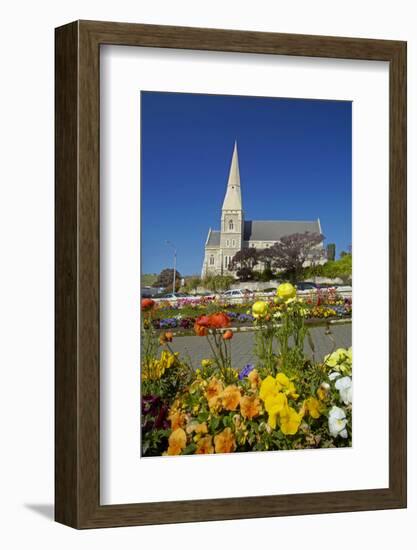 Flowers and St. Luke's Anglican Church, Oamaru, North Otago, South Island, New Zealand-David Wall-Framed Photographic Print