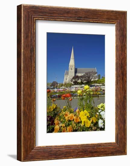 Flowers and St. Luke's Anglican Church, Oamaru, North Otago, South Island, New Zealand-David Wall-Framed Photographic Print