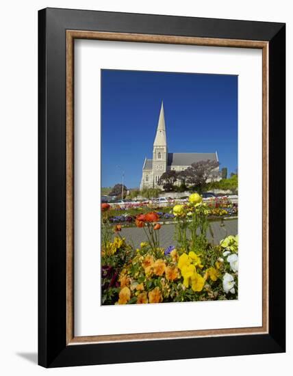 Flowers and St. Luke's Anglican Church, Oamaru, North Otago, South Island, New Zealand-David Wall-Framed Photographic Print