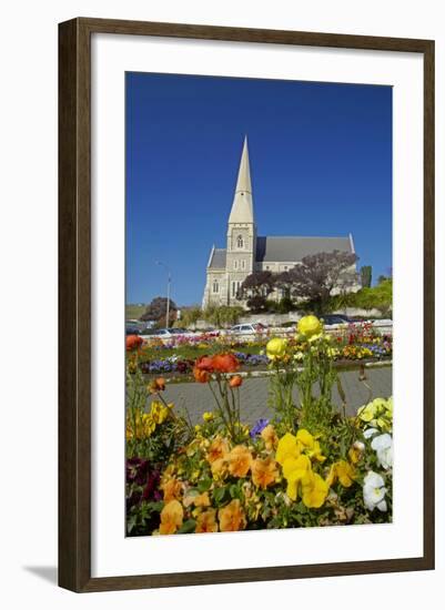 Flowers and St. Luke's Anglican Church, Oamaru, North Otago, South Island, New Zealand-David Wall-Framed Photographic Print