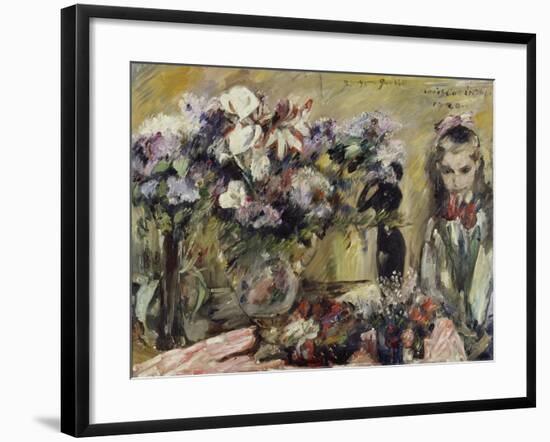 Flowers and the Artist's Daughter Wilhelmine, 1920-Lovis Corinth-Framed Giclee Print