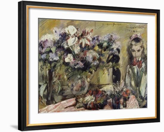 Flowers and the Artist's Daughter Wilhelmine, 1920-Lovis Corinth-Framed Giclee Print