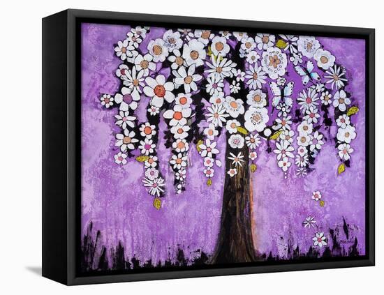 Flowers and Two Butterflies Tree Print-Blenda Tyvoll-Framed Stretched Canvas