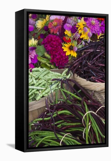 Flowers and Vegetables at Farmers' Market, Savannah, Georgia, USA-Joanne Wells-Framed Premier Image Canvas