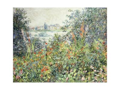 Claude Monet Flower Beds at Vétheuil Giclee Canvas Print