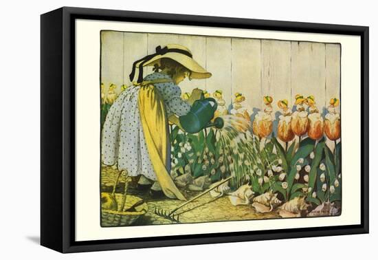 Flowers Being Watered - Mary, Mary-Jesse Willcox Smith-Framed Stretched Canvas