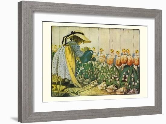 Flowers Being Watered - Mary, Mary-Jesse Willcox Smith-Framed Art Print