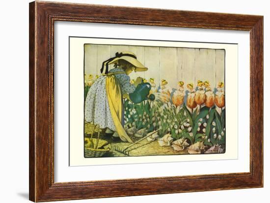 Flowers Being Watered - Mary, Mary-Jesse Willcox Smith-Framed Art Print