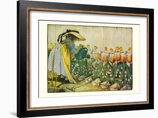 Flowers Being Watered - Mary, Mary-Jesse Willcox Smith-Framed Art Print