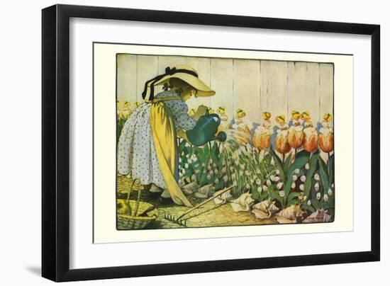 Flowers Being Watered - Mary, Mary-Jesse Willcox Smith-Framed Art Print